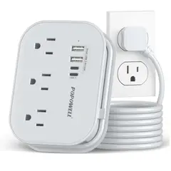GENERICO - Multitoma De Viaje 3 Salidas Y 4 Puertos Usb 2 Usbc