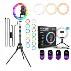 GENERICO - Aro De Luz Multicolor 26 cm RGB + Trípode