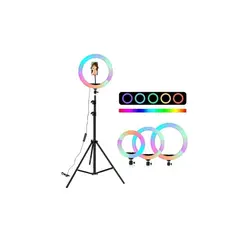 GENERICO - Aro De Luz Multicolor Rgb 33cm Soporte Celular Y Trípode 2m