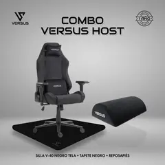 GENERICO - Combo Host+ Silla Gamer Versus V40NT+ Tapete negro+ Reposapiés