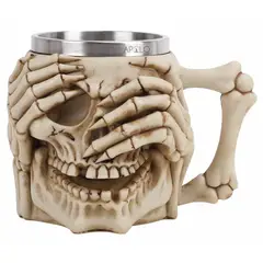 APOLO - Vaso taza Mug Decorativo Calavera Con Manos Esqueleto coleccionable