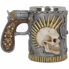 APOLO - Vaso taza Mug Decorativo Calavera Punk con Mango de Pistola Colecciona