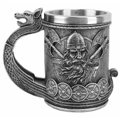 APOLO - Vaso taza Mug Vikingo Estilo Medieval Mango De Dragón Coleccionable