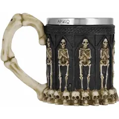 APOLO - Vaso taza Mug Esqueletos Calaveras Gotica Mango De Hueso Coleccionable