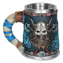 APOLO - Vaso taza Mug Cráneo de Guerrero Vikingo Medieval Coleccionable