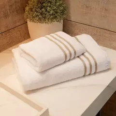 DISTRIHOGAR - Set Toallas: 1 de Cuerpo más 1 de Manos 100% Algodón 550 gr Spa Taupe