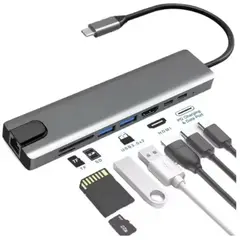 GENERICO - Hub Adaptador USB-C Multipuerto 8 en 1 de Aluminio Para Mac