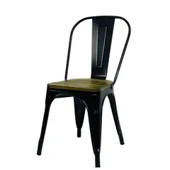 GENERICO - Silla Metálica Tolix Con Asiento En Madera KIT X4 COLOR NEGRO