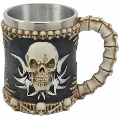 APOLO - Vaso Taza Mug Calavera Punk Tribal Gotica Mango de Hueso Colecciona