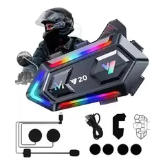 GENERICO - Intercomunicador Con Bluetooth Y20 Max Luz Rgb V53 Ip67