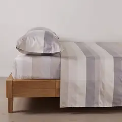 DISTRIHOGAR - Juego de Sábanas 300 Hilos 100% Algodón London Stripes Queen