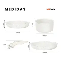 INNOVA - Juego De Ollas Premium En Cerámica Granito 5 Piezas Batería Alta Gama