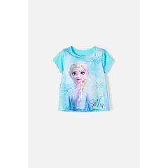 DISNEY - Camiseta de Frozen manga corta azul para niña