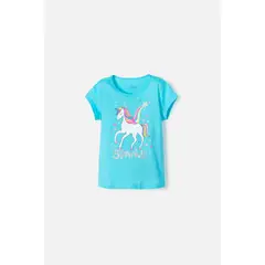 MIC - Camiseta de manga corta azul para niña