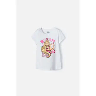 MATTEL - Camiseta de Barbie manga corta blanca para niña