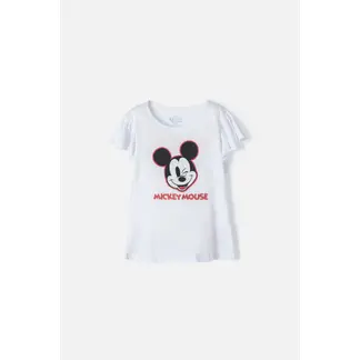 DISNEY - Camiseta de Mickey Mouse manga corta blanca para niña