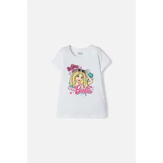 MATTEL - Camiseta de la Barbie estampada blanca para niña