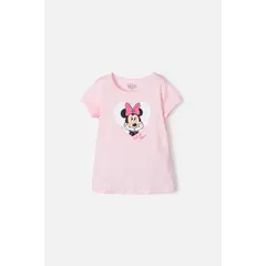DISNEY - Camiseta de Minnie Mouse manga corta rosada para niña