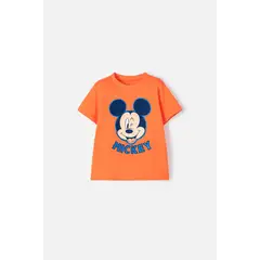 DISNEY - Camiseta de Mickey Mouse manga corta naranja para niño