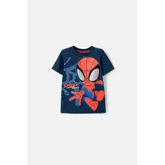 MARVEL - Camiseta de Spider-man manga corta azul para niño
