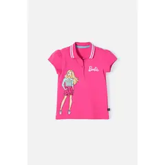 MATTEL - Camiseta Tipo Polo de Barbie fucsia para niña