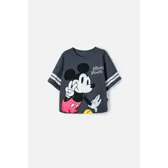 DISNEY - Camiseta de Mickey Mouse manga corta negra para niña