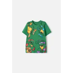 NICKELODEON - Camiseta de las Tortugas Ninja manga corta verde para niño