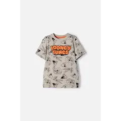 WARNER BROS - Camiseta de Looney Tunes manga corta verde oliva para niño