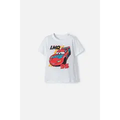 DISNEY - Camiseta de Cars manga corta blanca para niño 2T a 5T