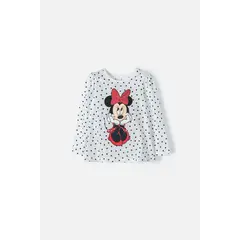 DISNEY - Camiseta Minnie Mouse marfil manga larga para niña 2T a 5T