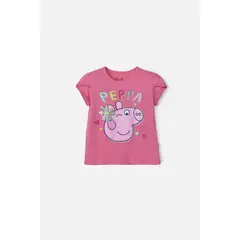 HASBRO - Camiseta de Peppa Pig rosada con estampado brillante para niña 2T a 5T