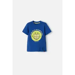 SMILEY - Camiseta de azul eléctrico manga corta para niño 2T a 5T