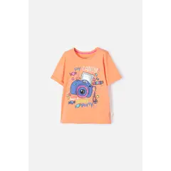 MIC - Camiseta naranja con estampado en frente para niña