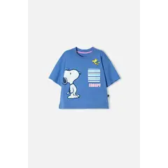 SNOOPY - Camiseta de hortensia con bolsillo delantero para niña