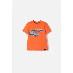HOT WHEELS - Camiseta de naranja con cuello redondo para niño 2T a 5T