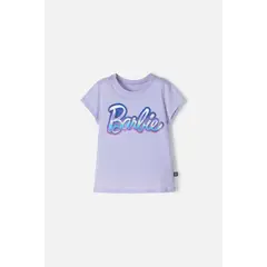 MATTEL - Camiseta de Barbie manga corta lila para niña
