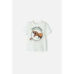 UNIVERSAL - Camiseta de Jurassic World manga corta marfil para niño 2T a 5T