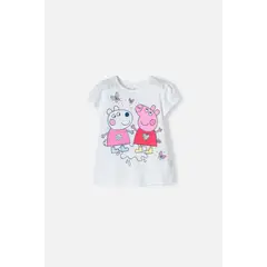 HASBRO - Camiseta de Peppa Pig manga corta blanco para niña 2T a 5T