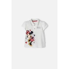 DISNEY - Camiseta tipo polo de Minnie Mouse marfil para niña 2T a 5T