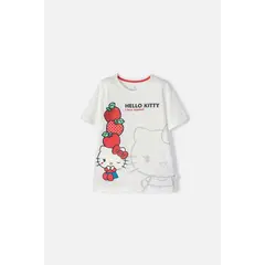 HELLO KITTY - Camiseta de manga corta marfil para niña