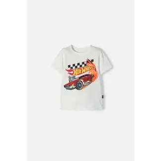 HOT WHEELS - Camiseta manga corta marfil para niño 2T a 6T