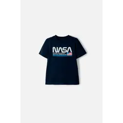 NASA - Camiseta manga corta azul oscuro para niño 2T a 5T