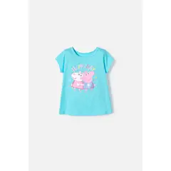 HASBRO - Camiseta de Peppa Pig manga corta azul para niña 2T a 5T