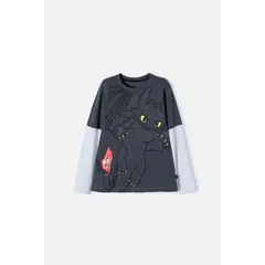 UNIVERSAL - Camiseta Cómo entrenar a tu dragón gris manga larga para niño
