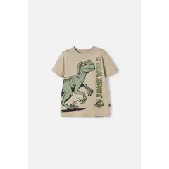 UNIVERSAL - Camiseta de Jurassic World verde estampada en frente para niño 2T a 5T