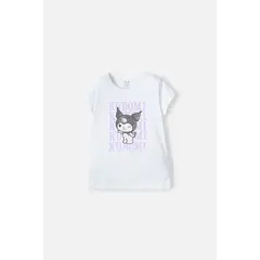 SANRIO - Camiseta de Kuromi manga corta blanco para niña