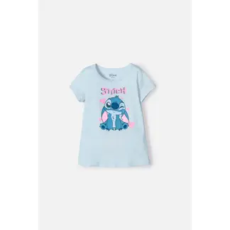 DISNEY - Camiseta de Stitch manga corta azul para niña
