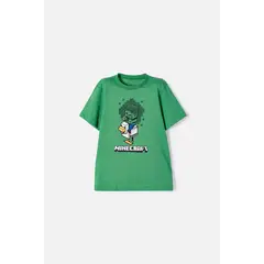 MINECRAFT - Camiseta de manga corta verde para niño