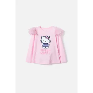 HELLO KITTY - Camiseta de rosada manga larga para niña 2T a 5T