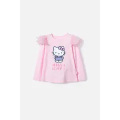 HELLO KITTY - Camiseta de rosada manga larga para niña 2T a 5T